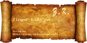 Zinger Klára névjegykártya